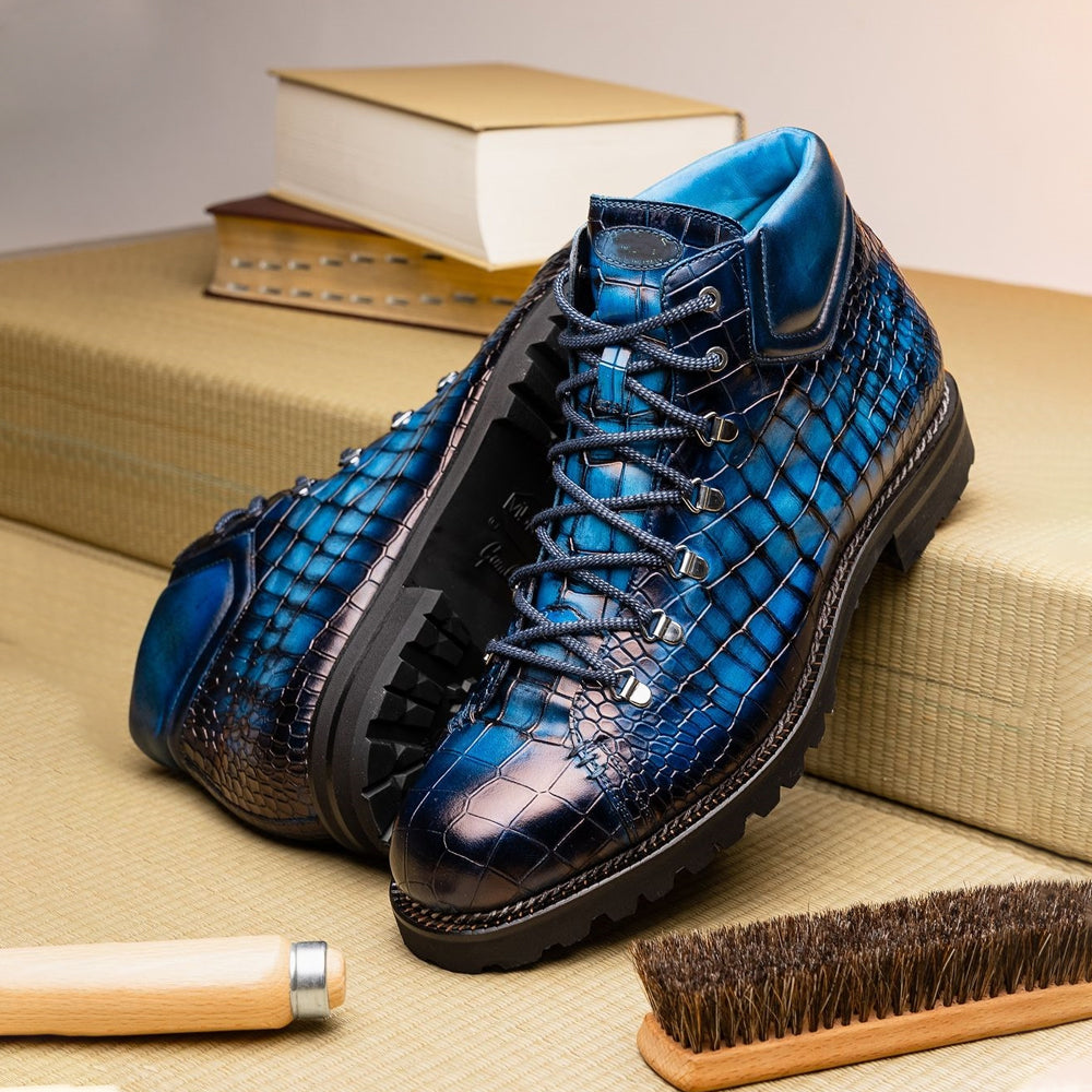 Lincoln Alligator Loafer - Ice Blue Patina