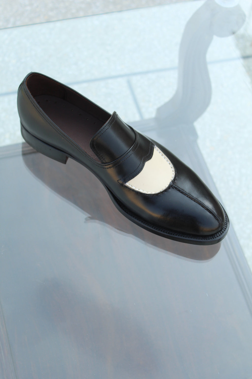 Black Cream Color Moccasin Dress Formal Loafers Shoes