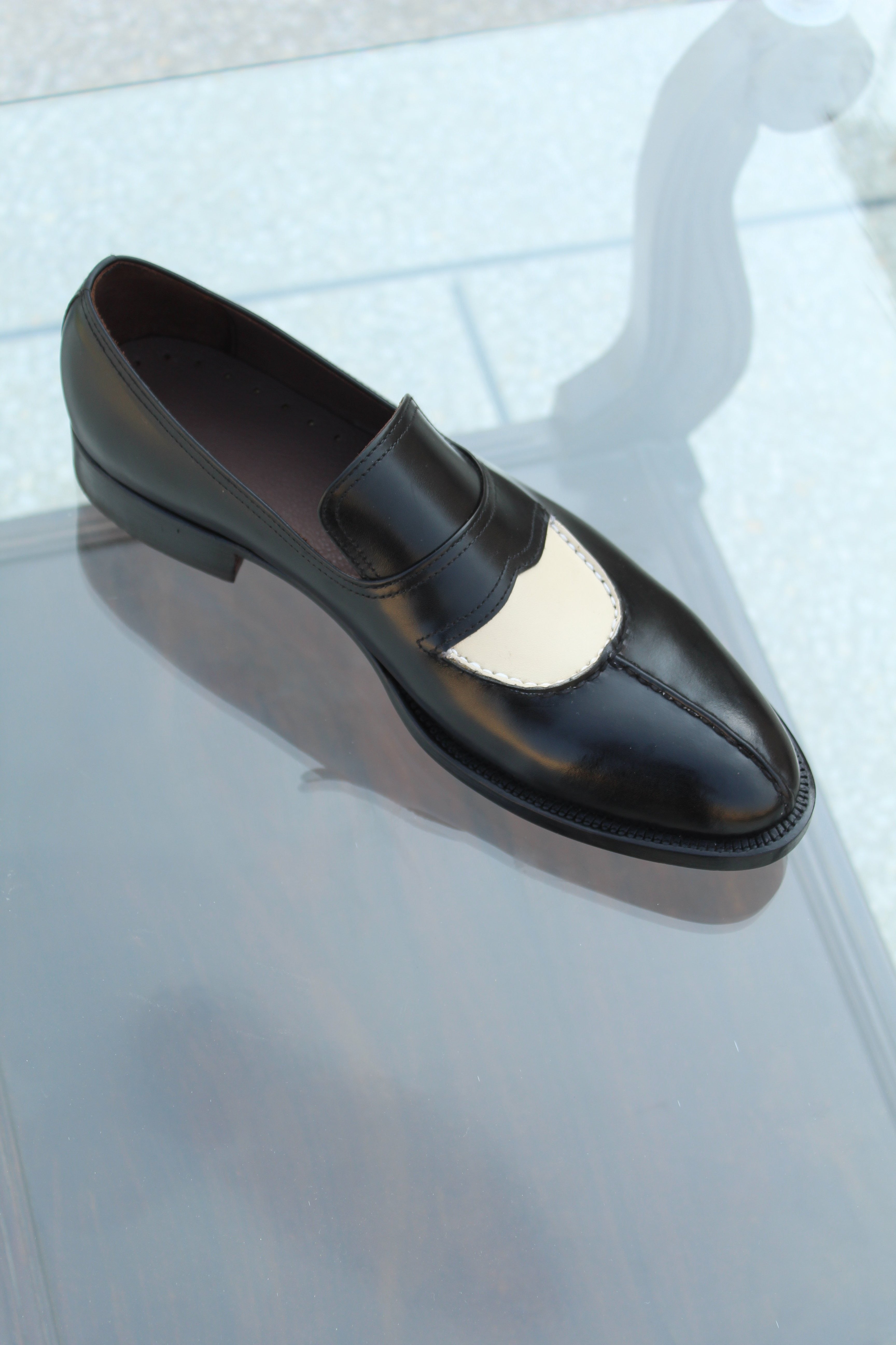 Black Cream Color Moccasin Dress Formal Loafers Shoes