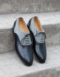 Black Calf Gray Suede Leather Dress Shoes