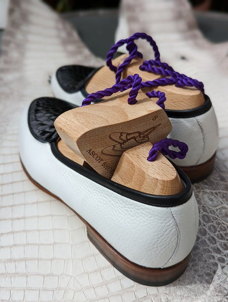 Black crocodile & White Deer Loafer