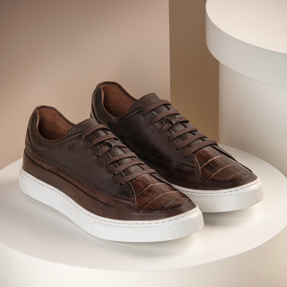 Men's Crocodile Print Derby Sneakers