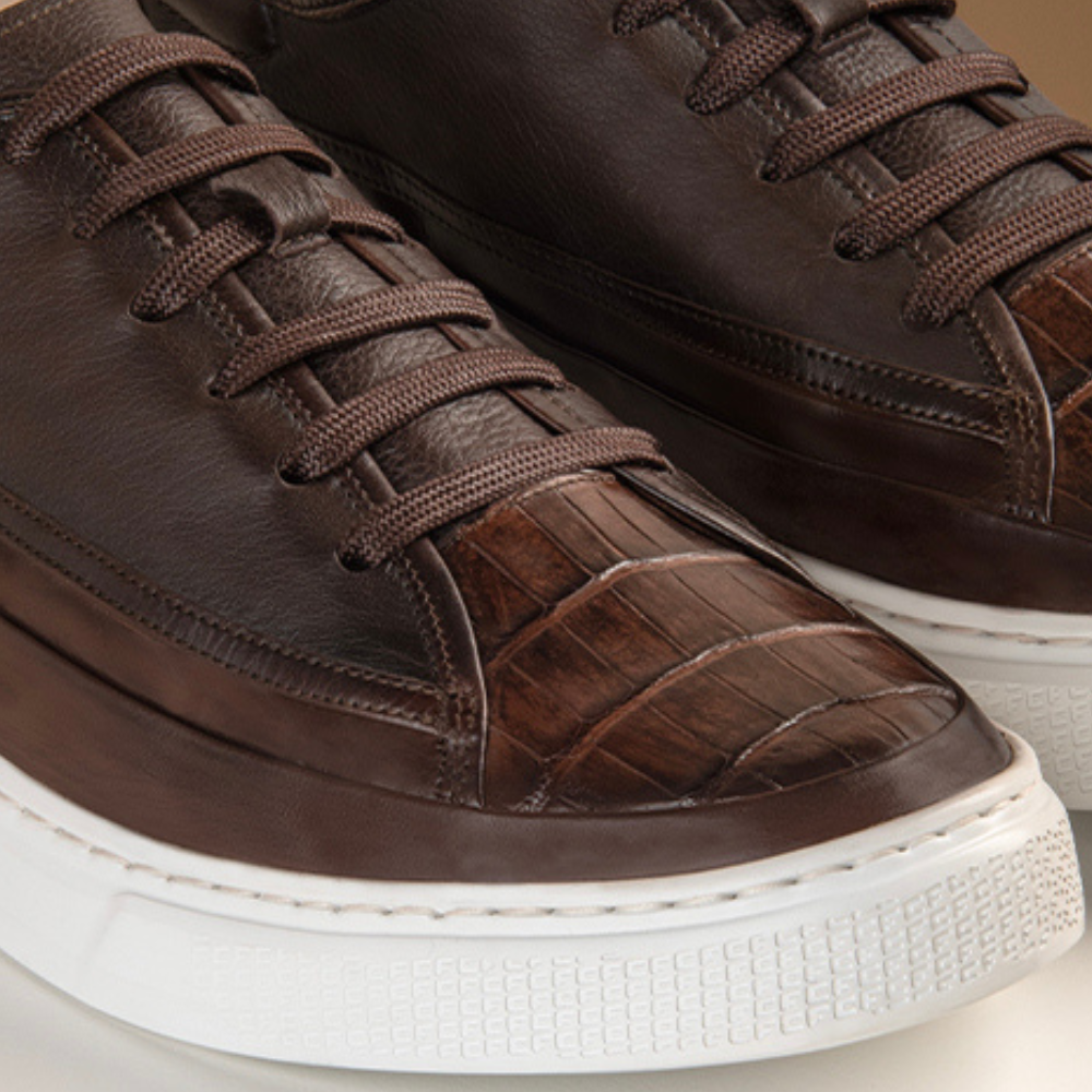 Men's Crocodile Print Derby Sneakers