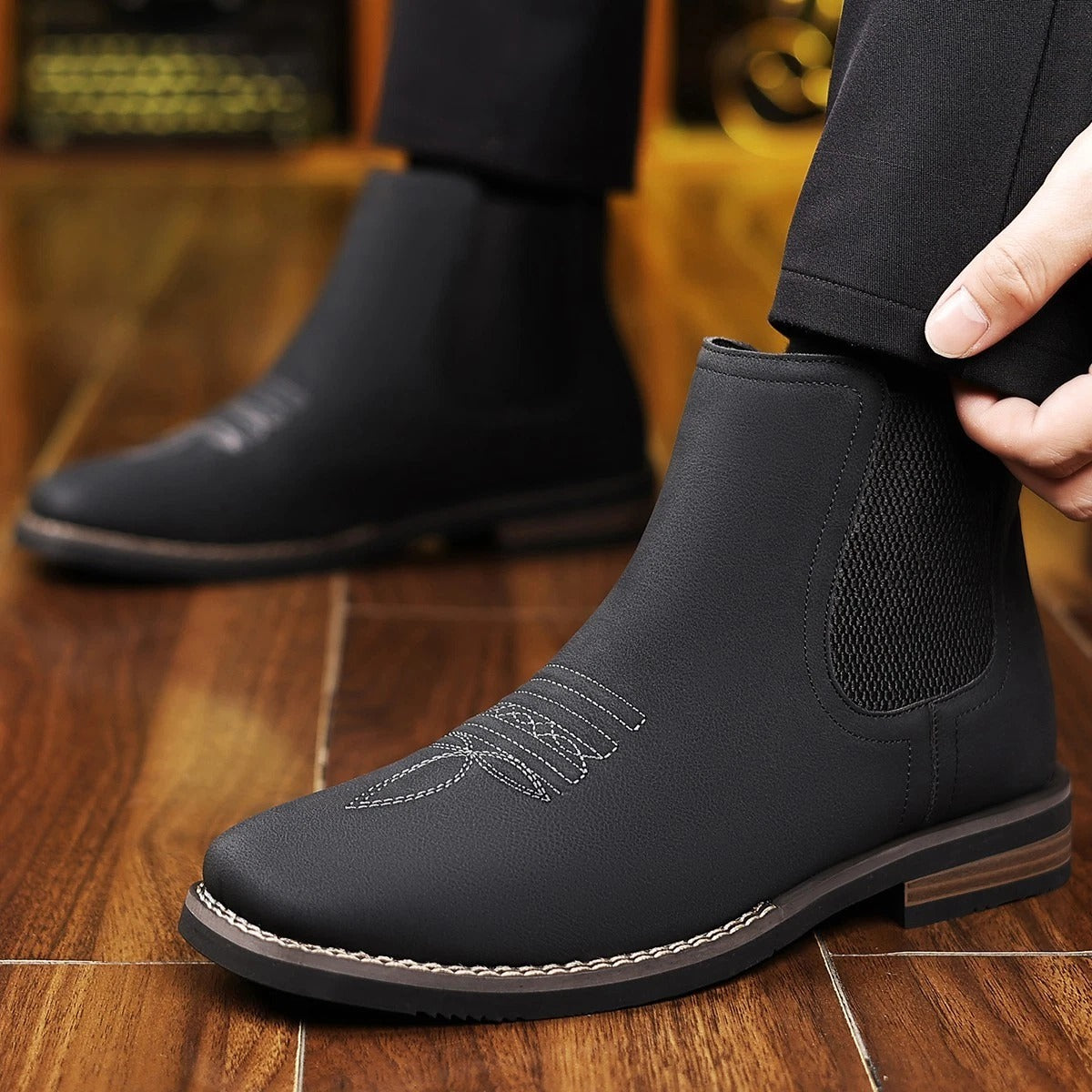 Heritage Square-Toe Western Chelsea Boots