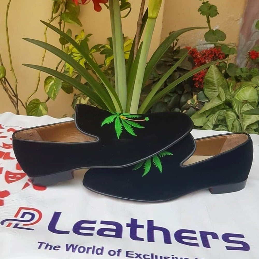 Black Velvet Moccasin Loafers