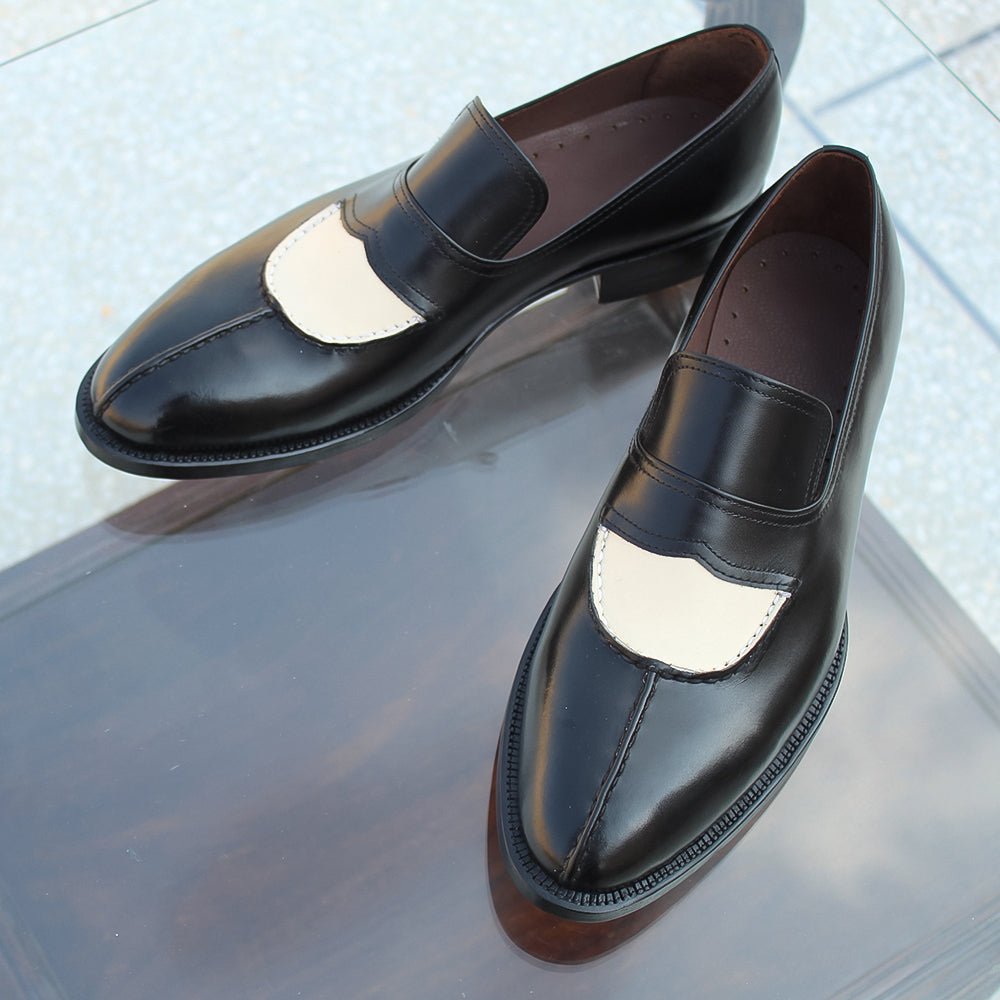 Black Cream Color Moccasin Dress Formal Loafers Shoes