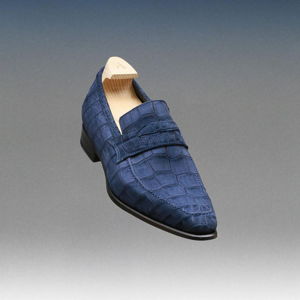 Lincoln Loafer - Night Blue Alligator Nabuck - MTO