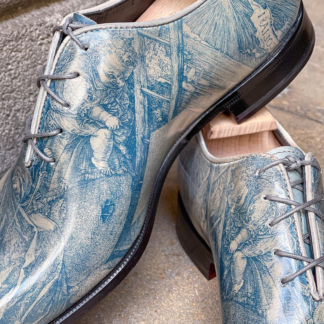 Special Request - Wholecut with the Dürer Melancolia Art - Cyanotype Imagerie process on Leather