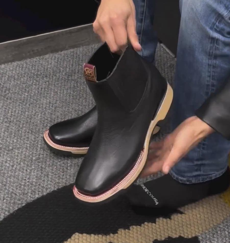 Classic Pure Black Cowhide Boots