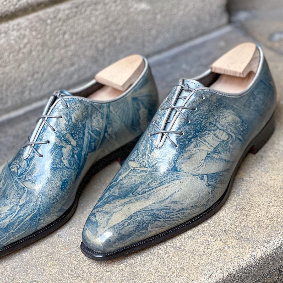 Special Request - Wholecut with the Dürer Melancolia Art - Cyanotype Imagerie process on Leather