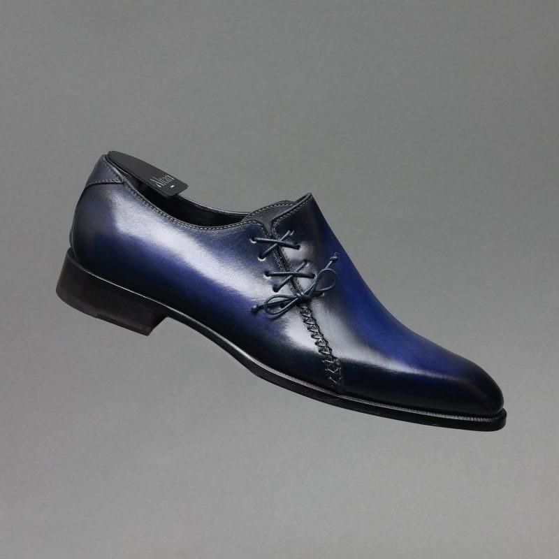 Lateral Lace-up Oxford shoe the Lucas, Night Blue
