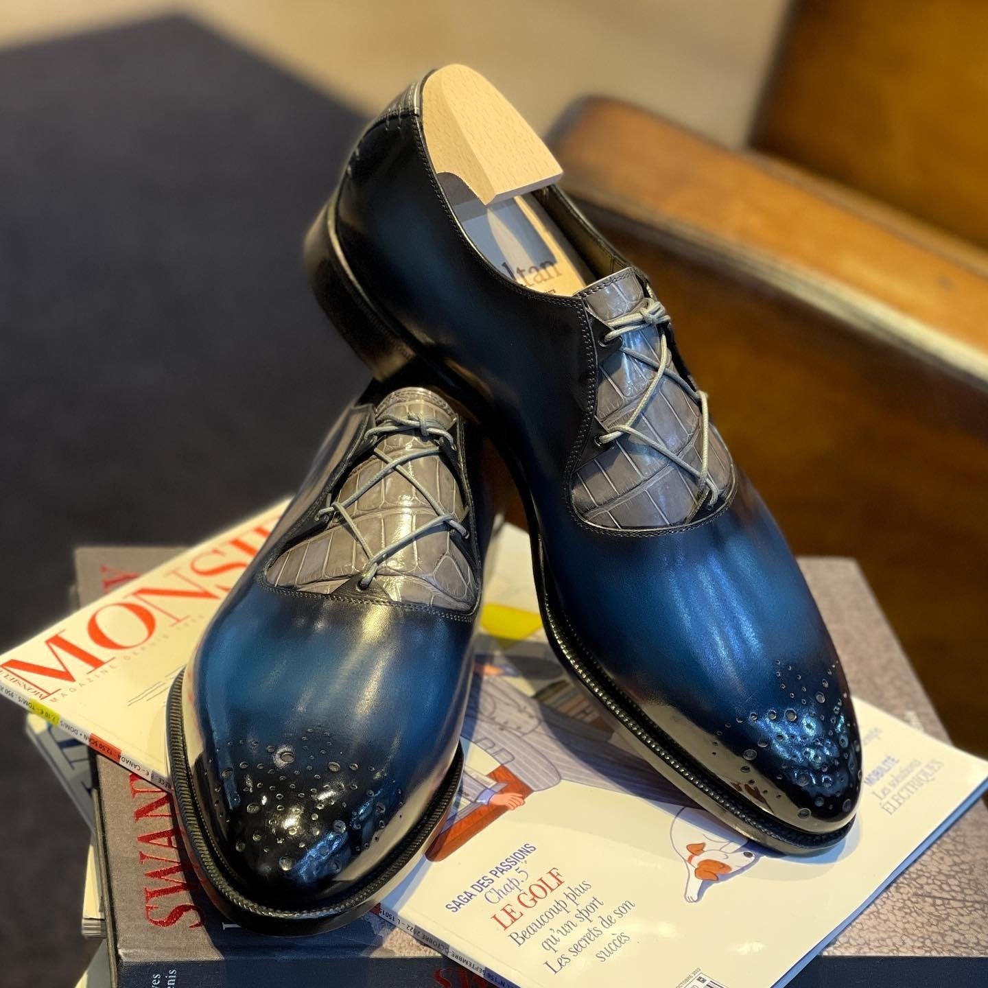 Le Casanova - Grey Alligator and Blue calf