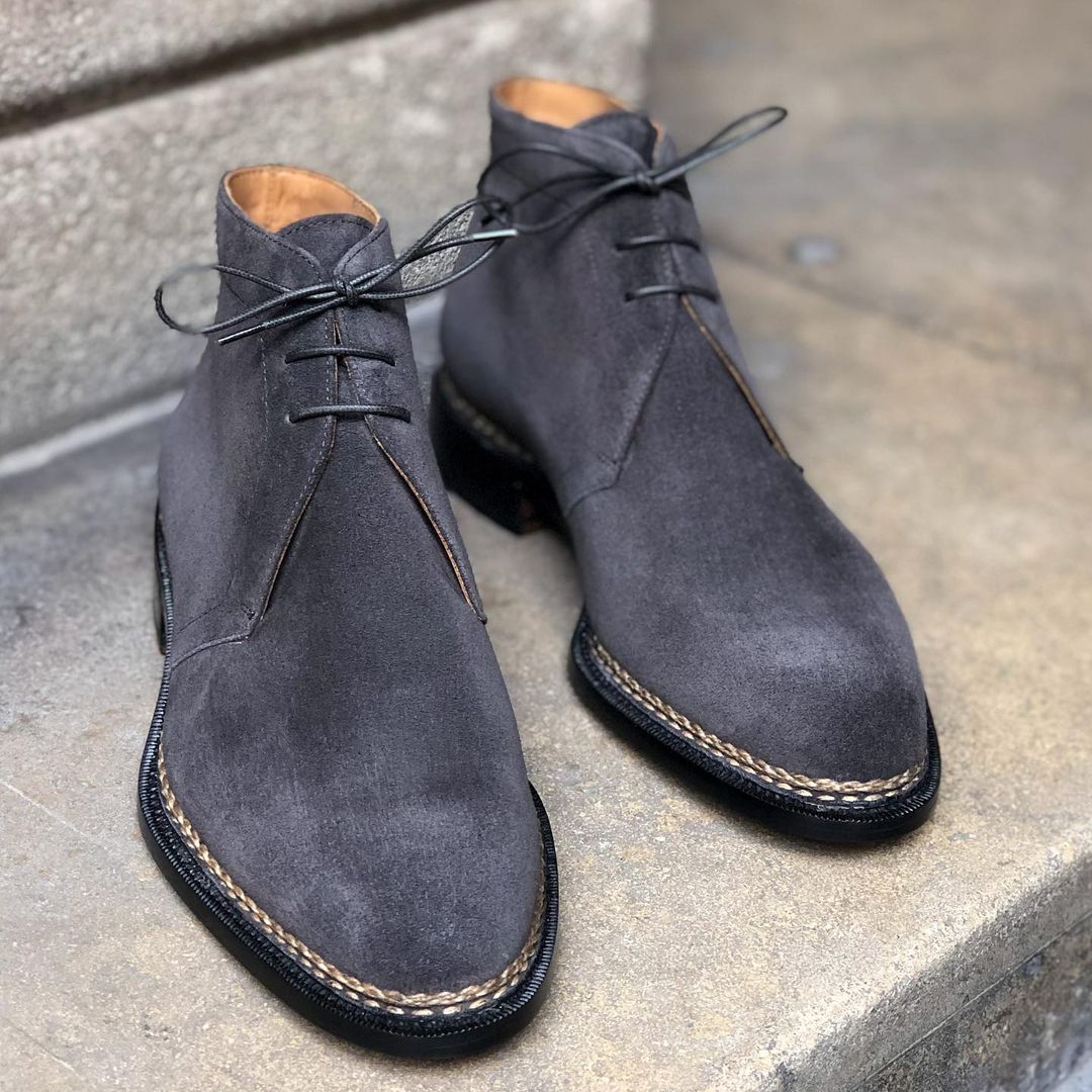 Ultimate Desert Boots - Gunmetal Suede leather