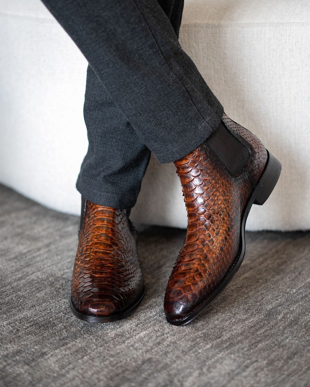 Italian Handmade Python Ankle Boots