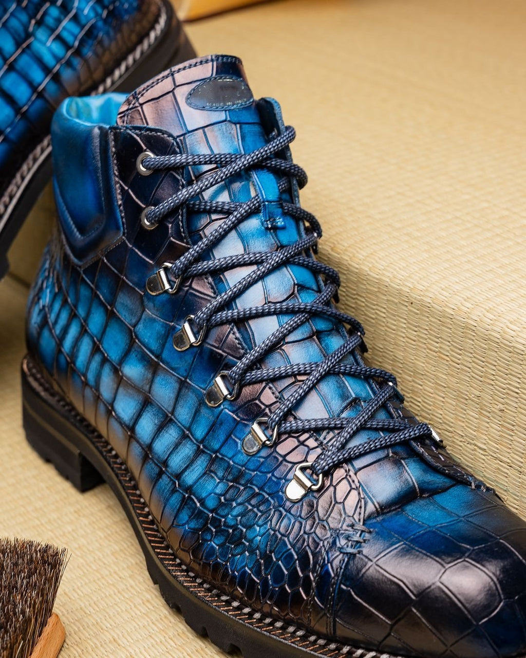 Lincoln Alligator Loafer - Ice Blue Patina