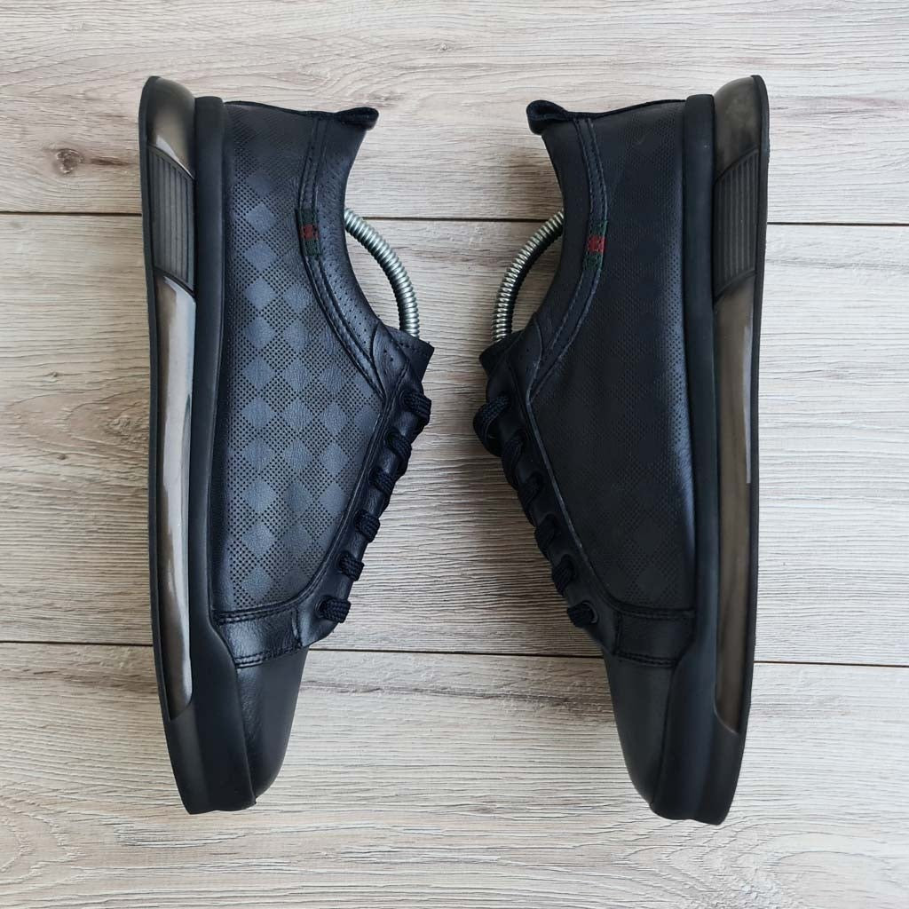 Checkerboard Pattern Leather Sneakers