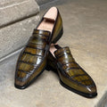 Lincoln Loafer - Crocodile Vamp - Vintage Autumn Leaves Patina