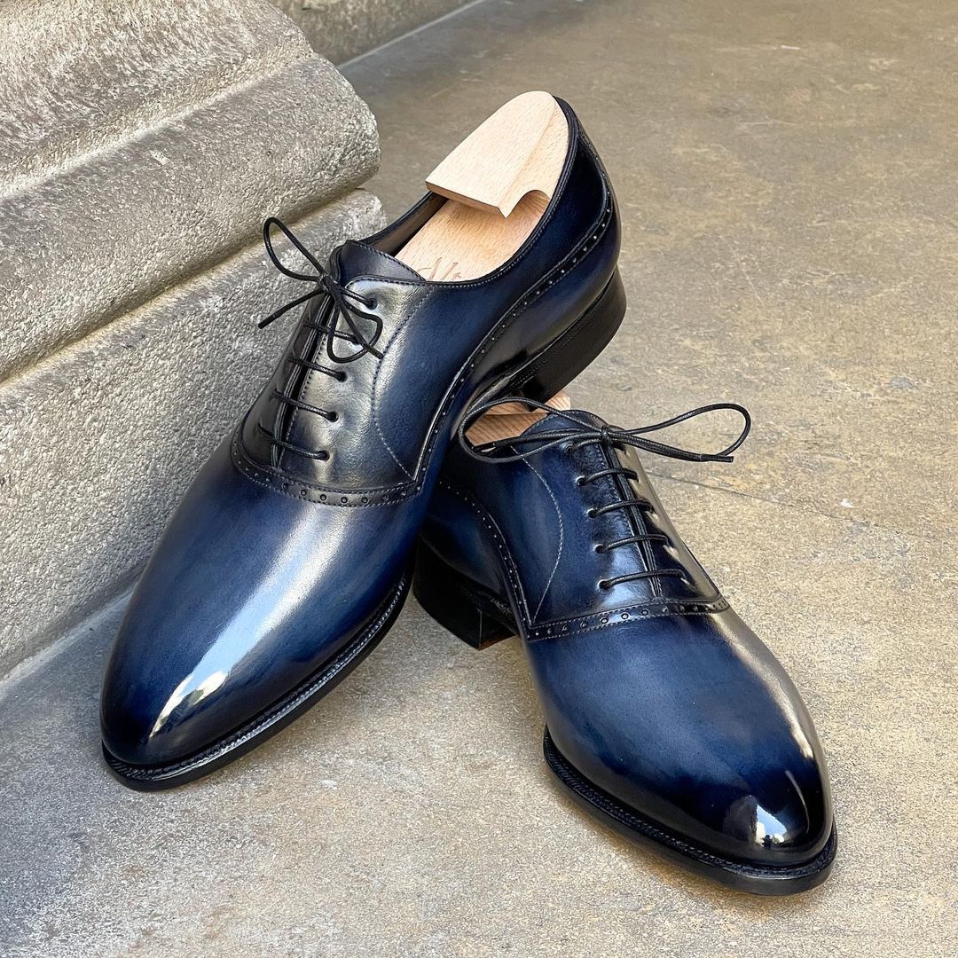 Superb Balmoral Oxford’s - Dark Burnished Blue Denim patina