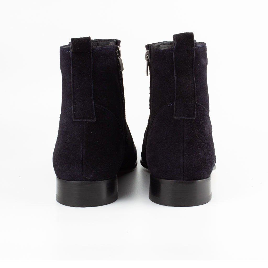 Raphael Navy Blue Men's Chelsea Genuine Suede Leather Boots