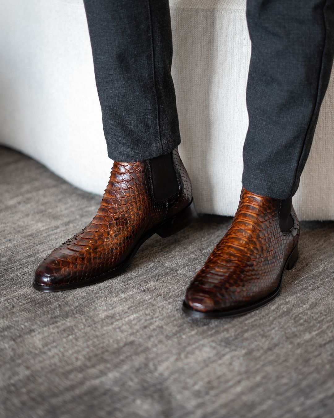 Italian Handmade Python Ankle Boots