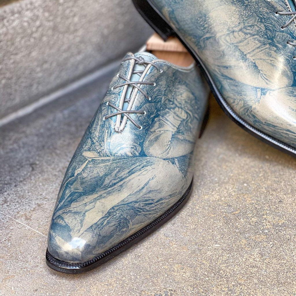 Special Request - Wholecut with the Dürer Melancolia Art - Cyanotype Imagerie process on Leather