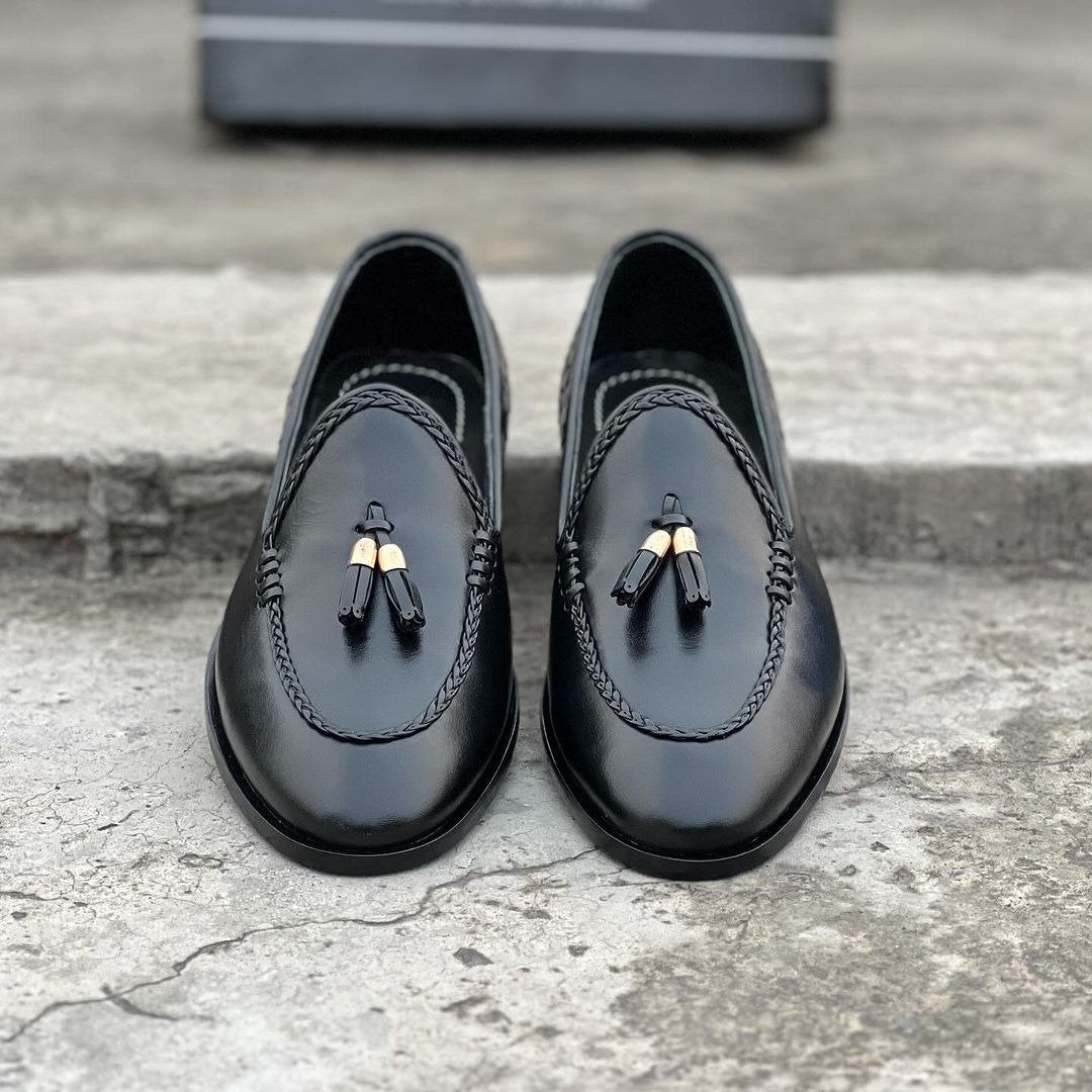Black Leather Loafers-007