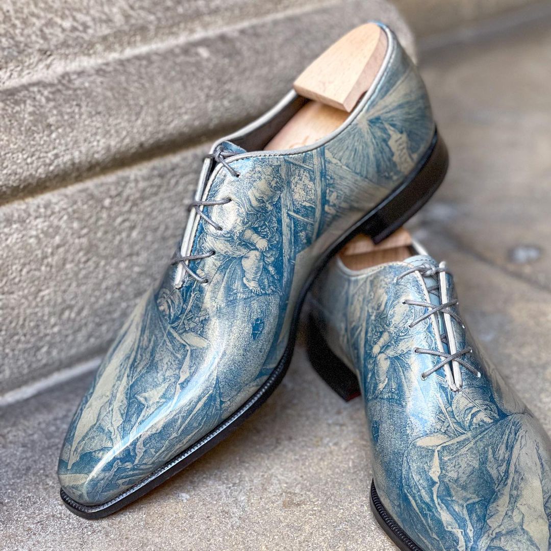 Special Request - Wholecut with the Dürer Melancolia Art - Cyanotype Imagerie process on Leather