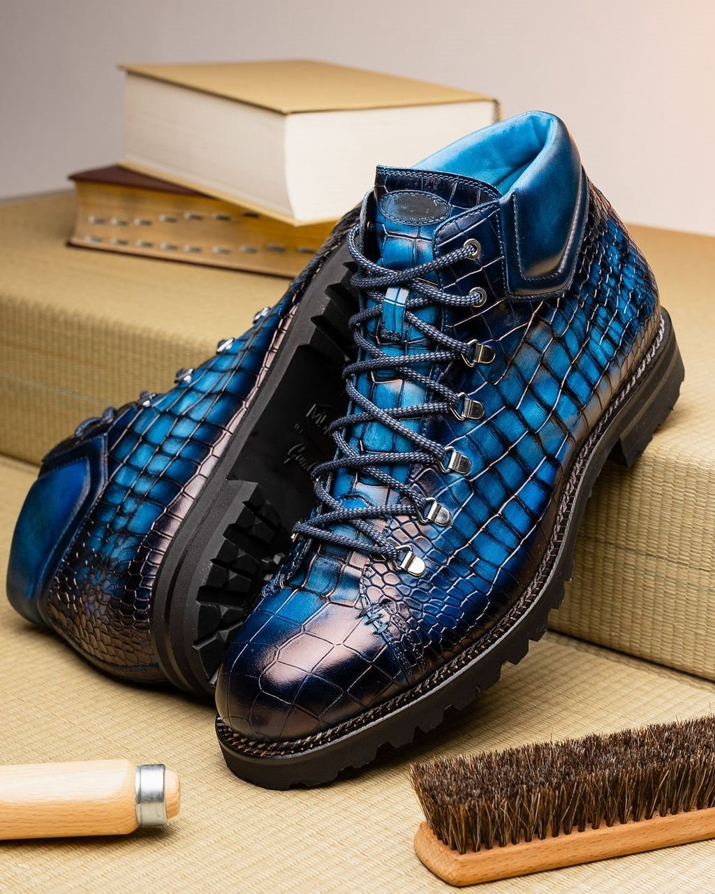 Lincoln Alligator Loafer - Ice Blue Patina