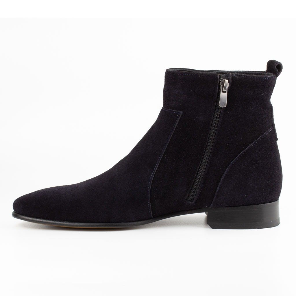 Raphael Navy Blue Men's Chelsea Genuine Suede Leather Boots