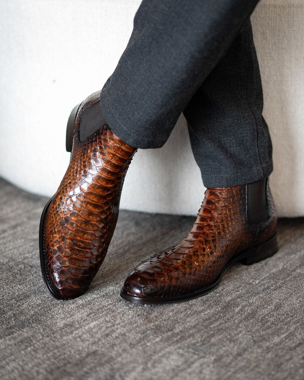 Italian Handmade Python Ankle Boots