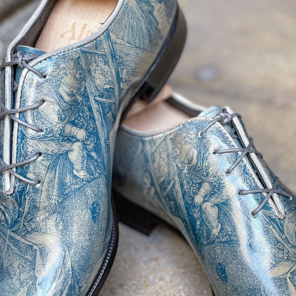 Special Request - Wholecut with the Dürer Melancolia Art - Cyanotype Imagerie process on Leather