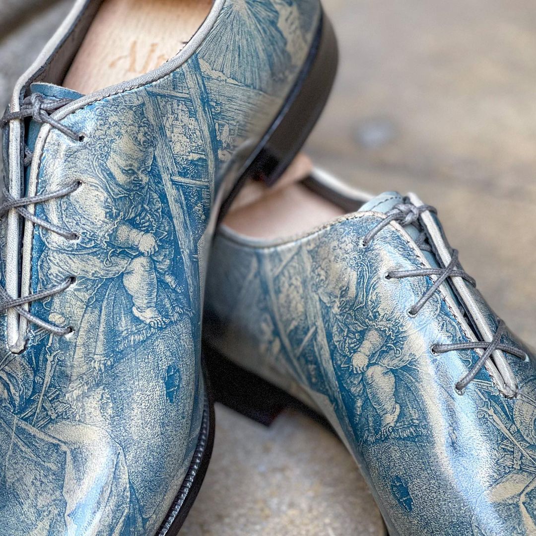 Special Request - Wholecut with the Dürer Melancolia Art - Cyanotype Imagerie process on Leather