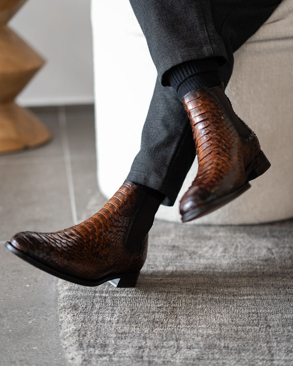 Italian Handmade Python Ankle Boots