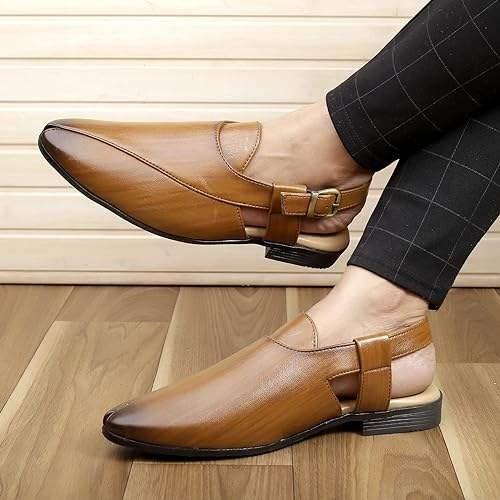 Air Cushion Outsole Leather Peshawar Sandals