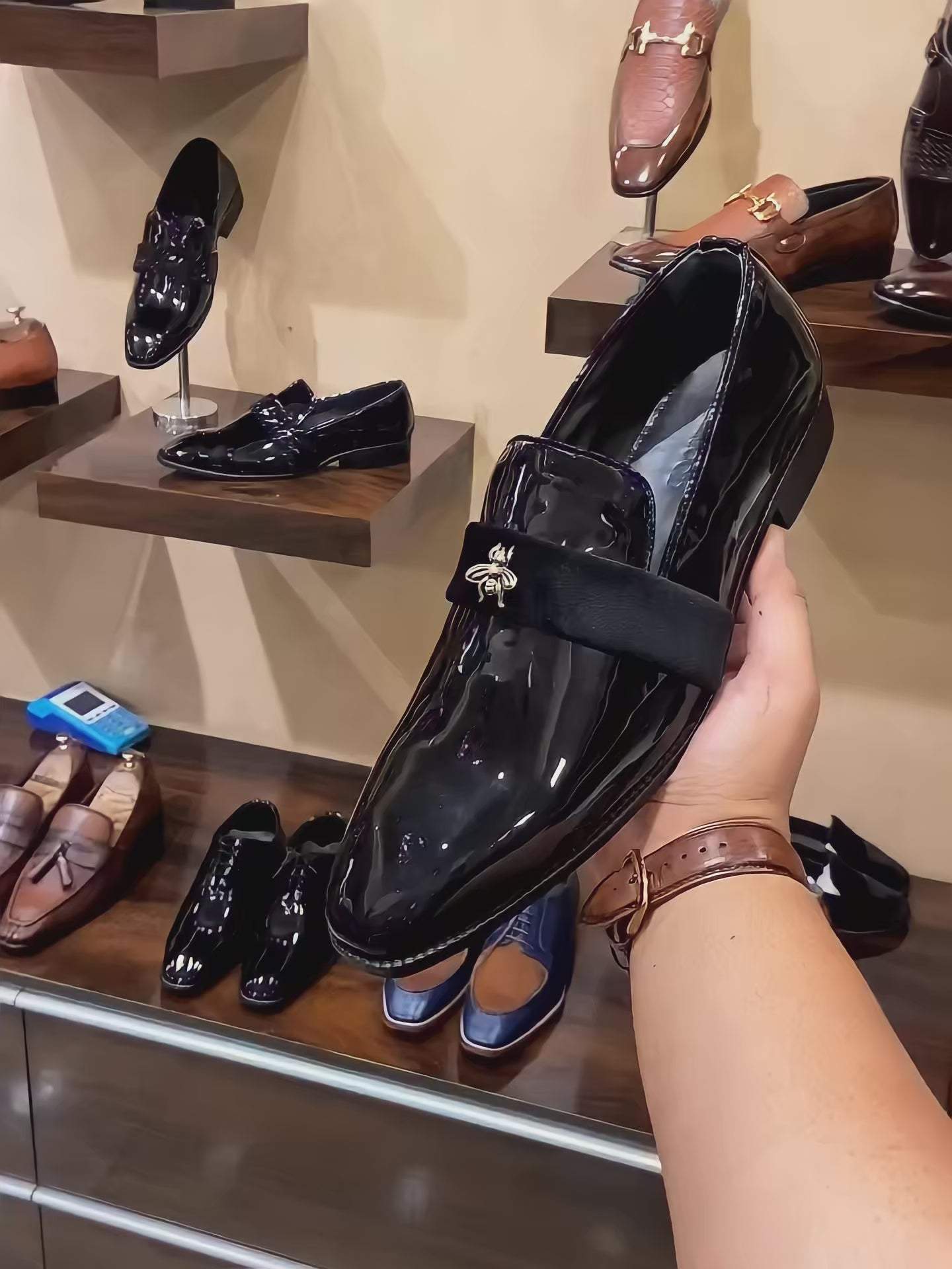 Luxe Edition Patent Bee Moccasins