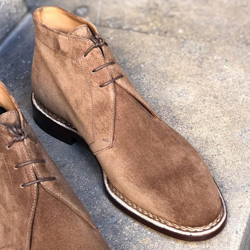 Ultimate Desert Boots - Norwegian Welted - Medium Camel Suede Leather