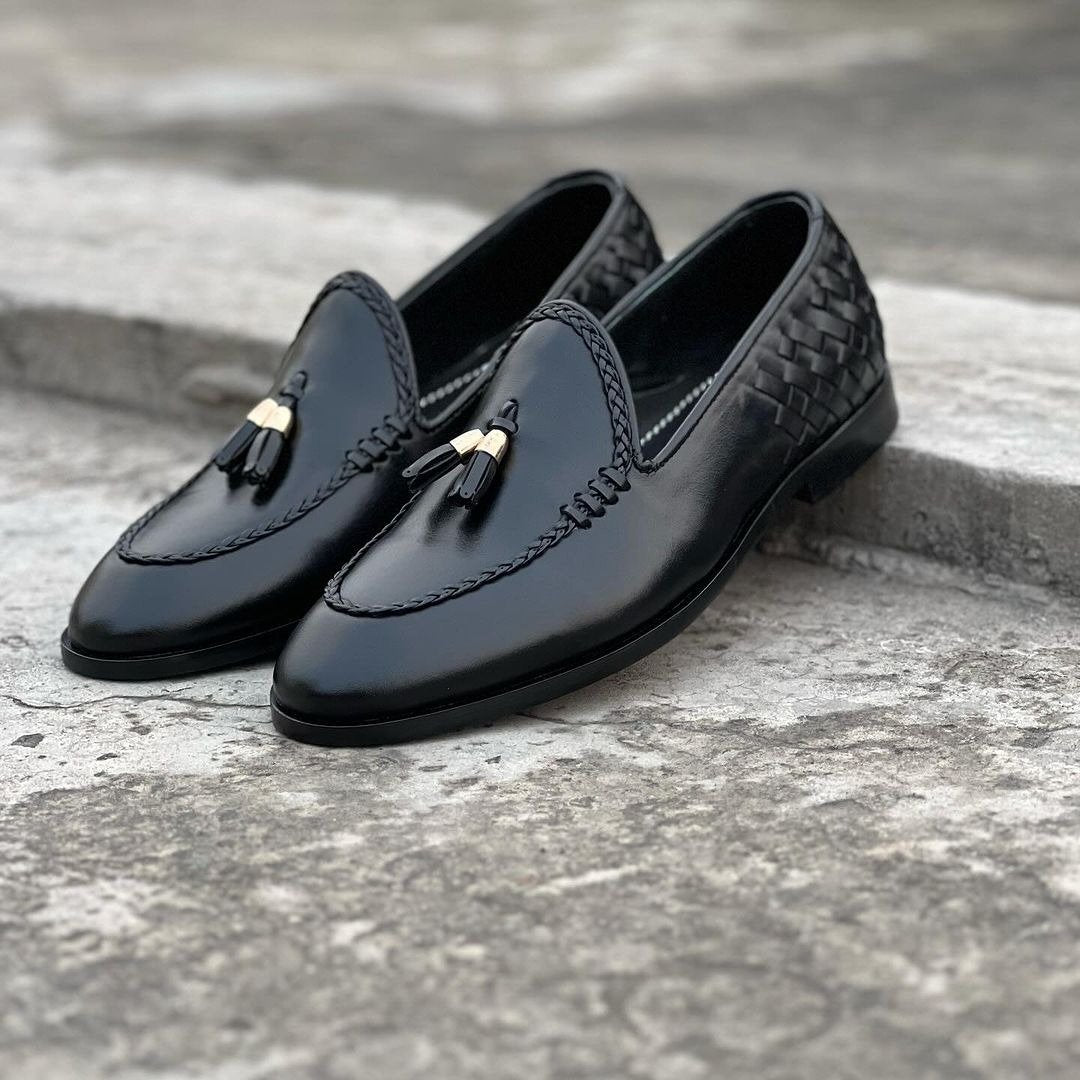 Black Leather Loafers-007