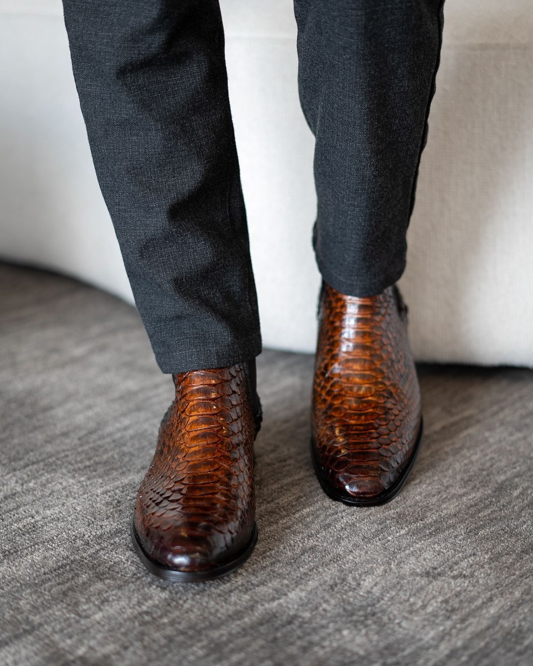 Italian Handmade Python Ankle Boots