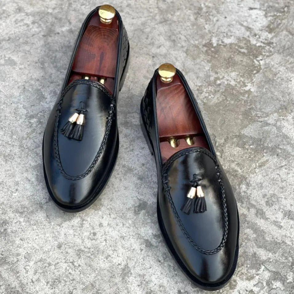 Black Leather Loafers-007