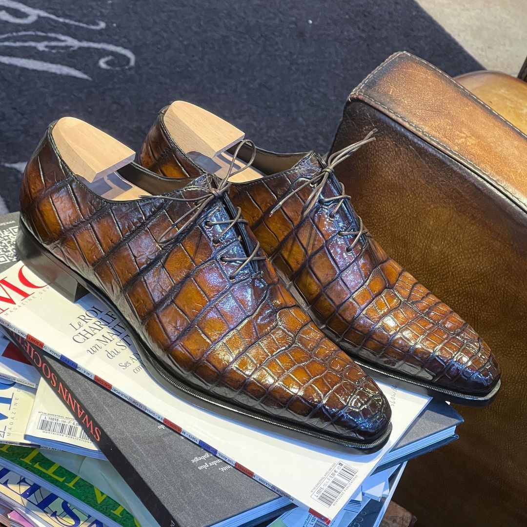 Saddle Crocodile Oxford shoe