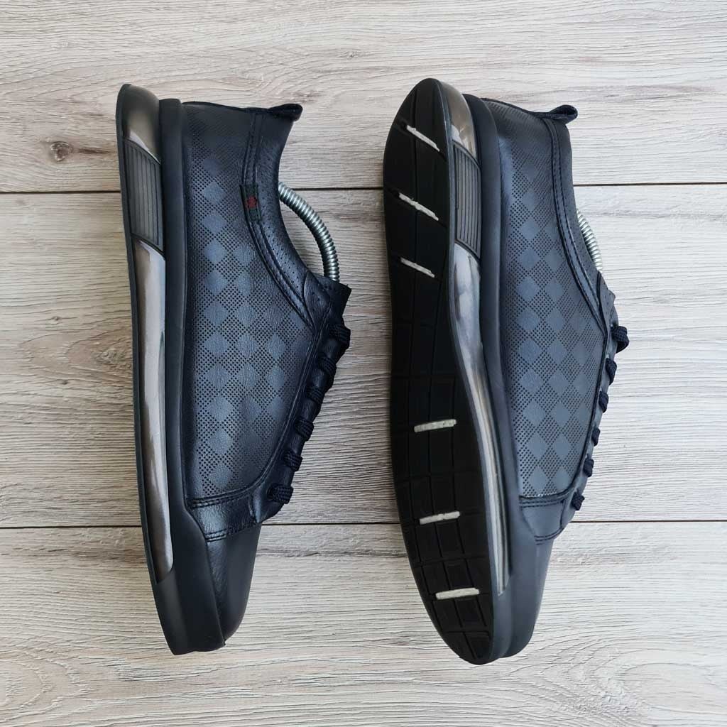 Checkerboard Pattern Leather Sneakers