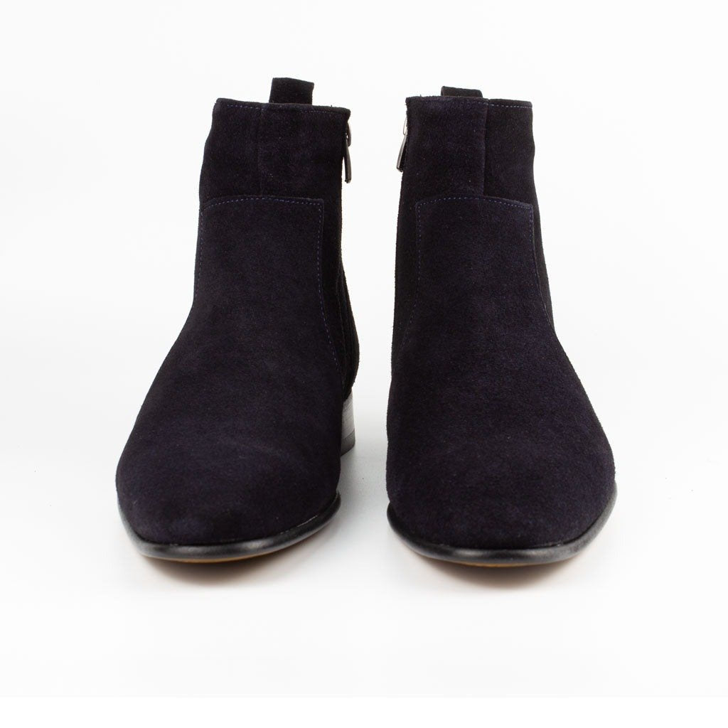 Raphael Navy Blue Men's Chelsea Genuine Suede Leather Boots