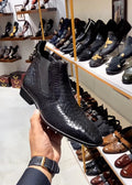 Charcoal Black Cobra Scaled Zip Boots