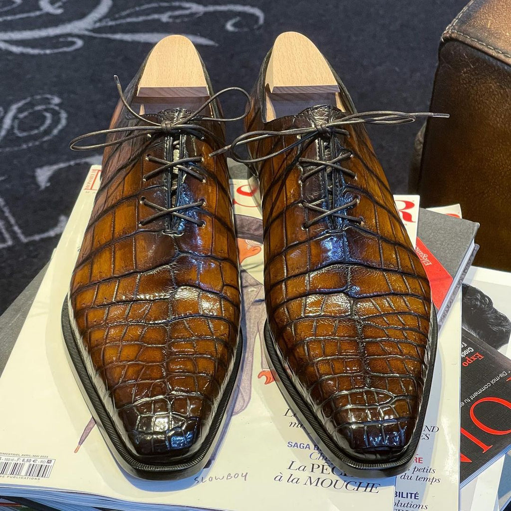 Saddle Crocodile Oxford shoe