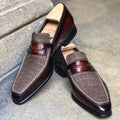 MTO Season - Lincoln Loafer - Bi-material Brown Alligator Nabuck Vamp and Mahoganny Patina on calf