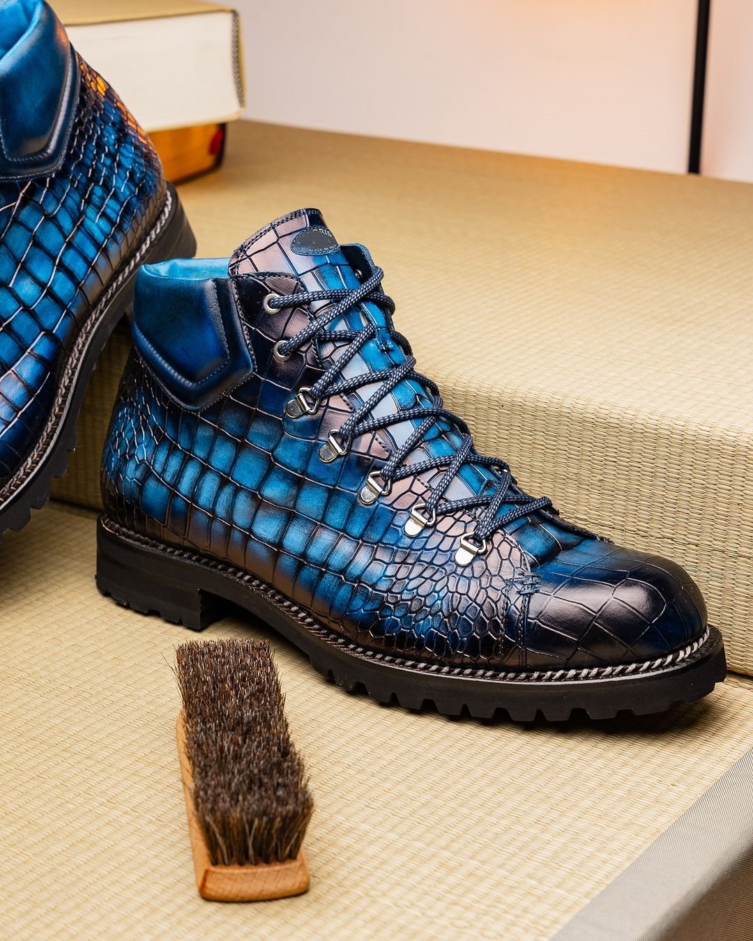 Lincoln Alligator Loafer - Ice Blue Patina